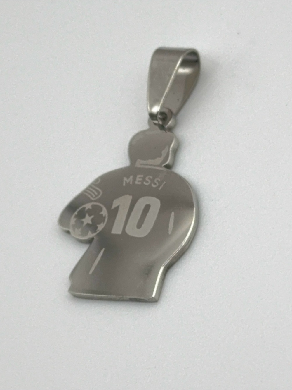 Stainless Steel Jewelry Silvertone Argentina 🇦🇷 Soccer Player 10 Messi Pendant